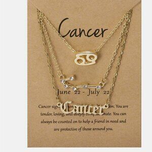 Cancer Zodiac Symbol Gold Necklace